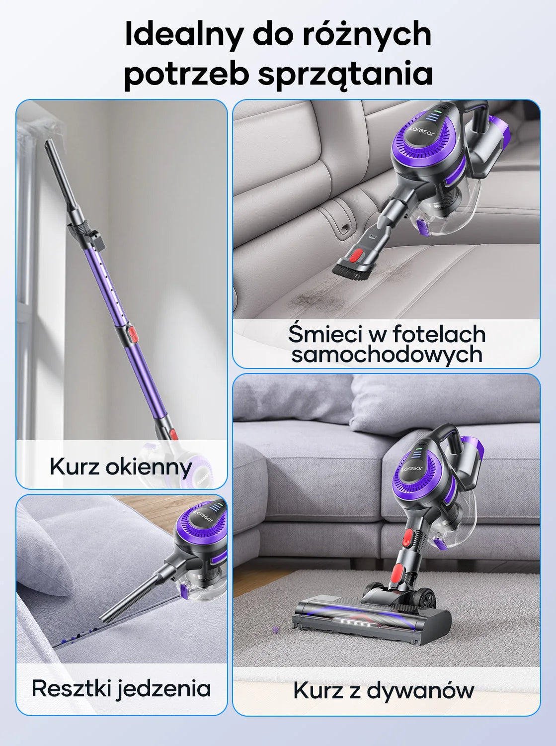 Laresar V10 Lite 38000Pa Cordless Vacuum Cleaner Handheld Strong Suction Button Smart Home Appliance for Carpets Hair 45 Mins