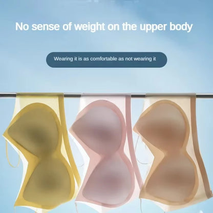 Ultra-Thin Breathable Ice Silk Top Bra Women's Bustier Underwear Seamless Back Halter Vest Wrap Bra Small Chest Together