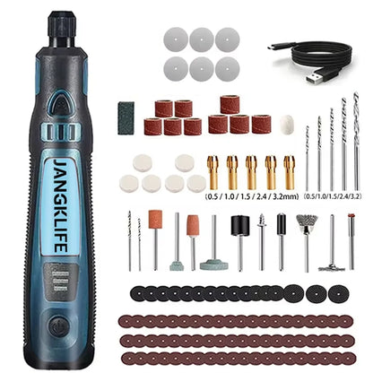 JANGKLIFE USB Cordless Rotary Tool Kit Woodworking Engraving Pen DIY For Jewelry Metal Glass Mini Wireless Drill