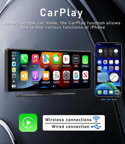10.26 inch Car Play Screen,Wireless CarPlay & Android Auto Dash Cam Rear Camera Multimedia Stereo,AUX FM Radio,Car Touchscreen