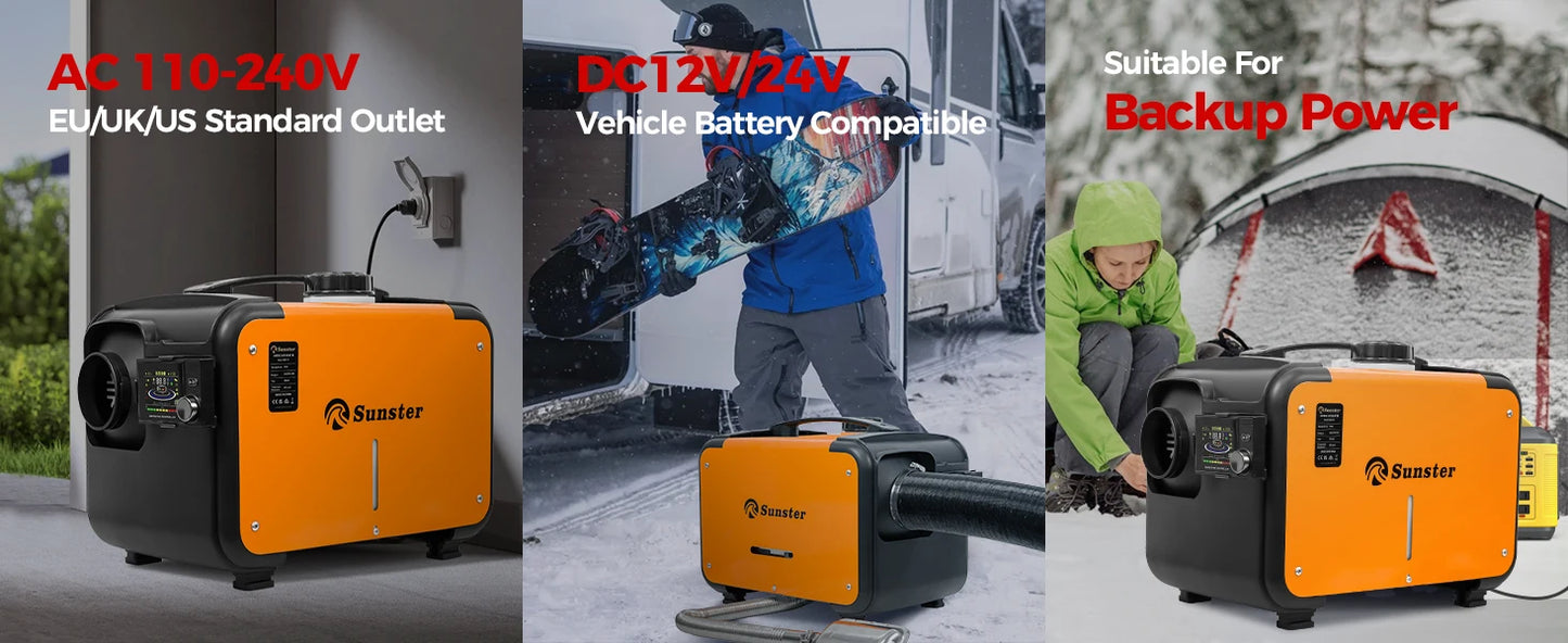 8KW 12V&24V&110-240V Diesel Air Heater With Bluetooth App,LCD Switch,24Hours Timing For Car Trailer Truck Diesel Parking Heater