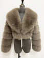 ZADORIN Luxury Big Collar Spliced Cropped Faux Fur Coat Woman Clothing Thicken Furry Faux Fur Jacket Winter Fur Coats Top Mujer