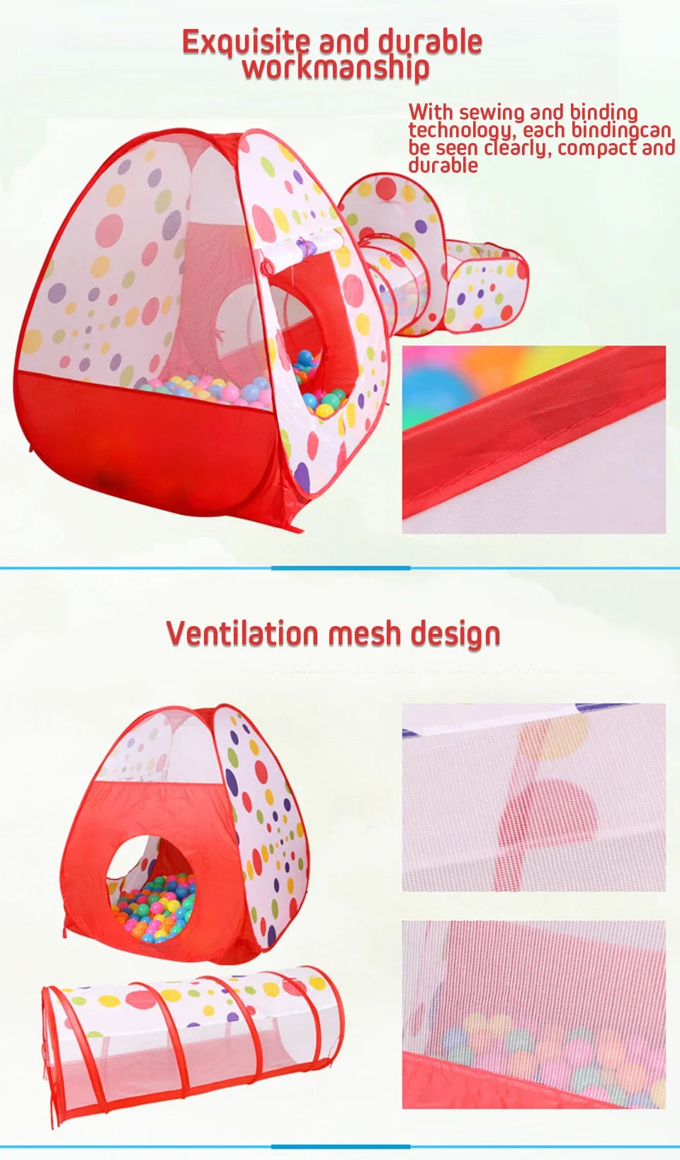 IMBABY 3 in 1 Ball Pool Folding Tent Tunnel for Children Ball Pit Playpen Crawling Tunnel Playground Corral Demgames Games Fence