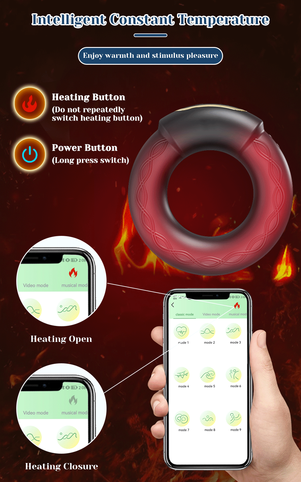 APP Bluetooth Vibrator for Men Cock Ring Penis Vibrating Penis Delay Trainer Cock Ring Glans Massager Male Sex Toys for Adult 18