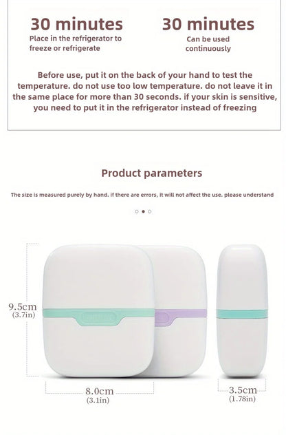 Double-headed facial ice roller, used for facial and head massage, made of resin material, without fragrance and battery