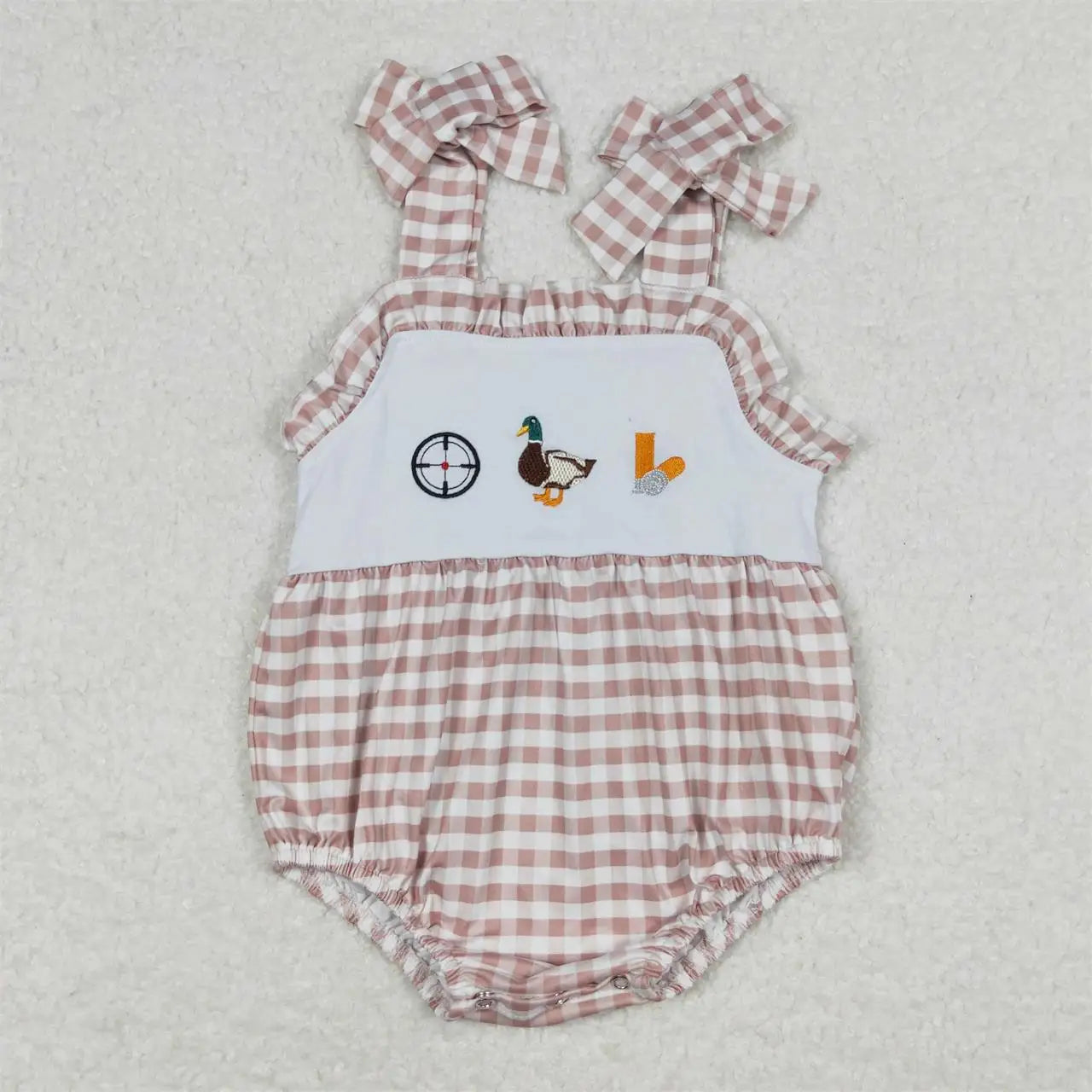 Wholesale Baby Girl Newborn Birthday Balloons Romper Bubble Embroidery Pink Plaid Bows Jumpsuit Kids Toddler Summer Clothes