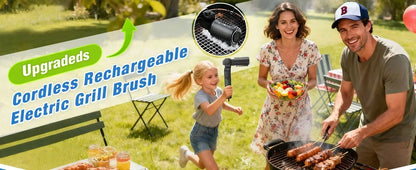 Cordless Rechargeable Electric BBQ Grill Brush Heavy Duty Outdoor Cleaning Tool Rotary Adjustable for Oil Stains