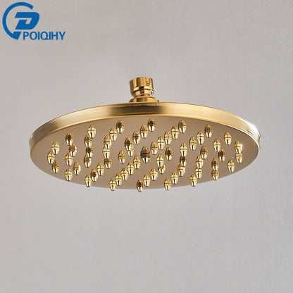 POIQIHY Brass Golden Rainfall Shower Head Shower Faucet Head Bathroom Replace Rain Showerhead Antique Brass Showerhead Accessory