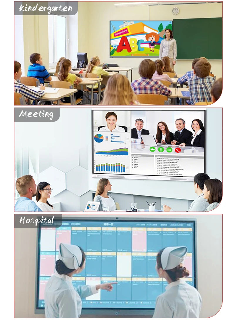 65 75 86 Inch Smart Tv for Classroom and Conference, Digital Electronic Whiteboard 4K HD Touch Screen Interactive Board On Wheel
