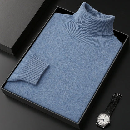 Men's Turtleneck 100% Cashmere Sweater Autumn Winter Basic Long Sleeve Pullover Cashmere Knitwear Soft Warm Comfy Clothing