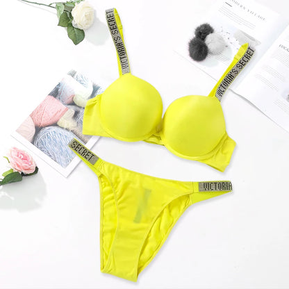 Victoria's Secret Women's Fashion Lingerie Set Sexy Breathable Soft Versatile Shapewear Sexy Lingerie Bra and Panty Set Push Up