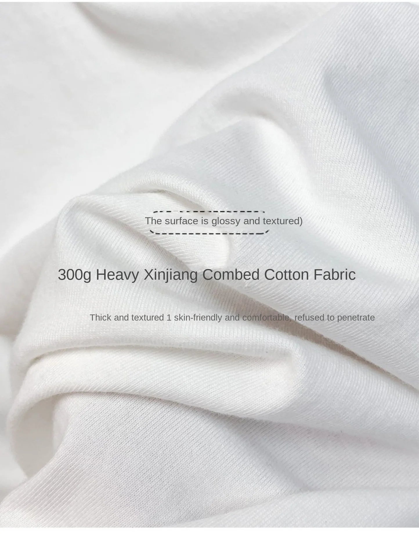 Beige 300g Heavyweight Cotton T-shirt, Loose Summer Round Neck Basic Tee for Men & Women