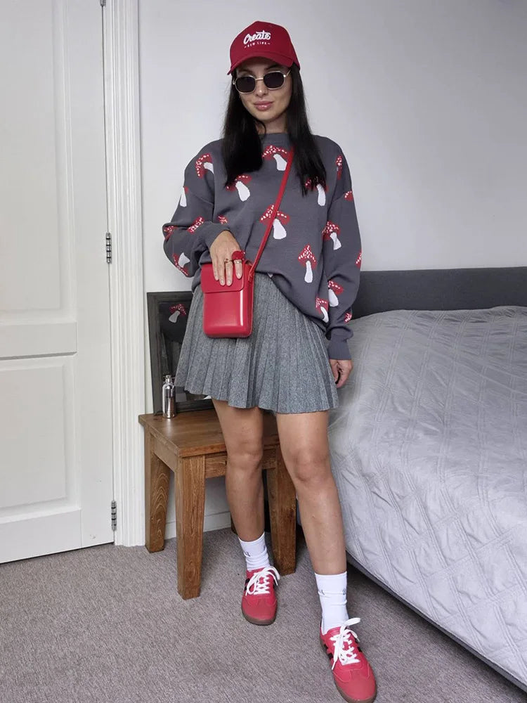 Autumn Knit White Mini Pleated Skirts For Women A Line Skirt Gray High Waist Women Knitted Pleated Short Skirts Korean Fashion