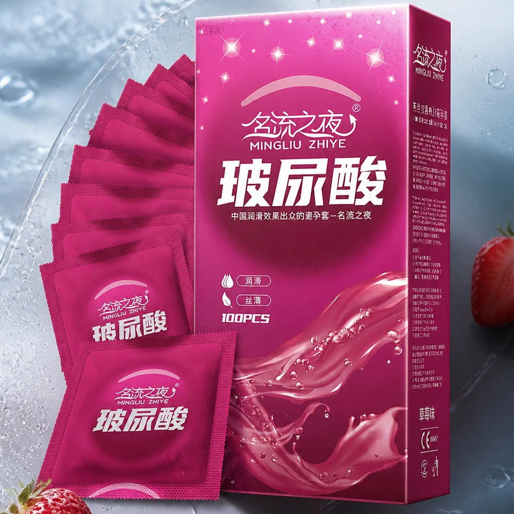 Strawberry Flavored Condoms 100pcs Bulk Ultra Thin Latex Condoms  Safe Contraception Lubricated Male Sex Toys for Men