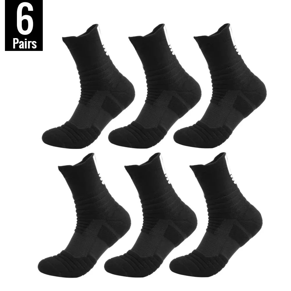 6/3/1 Pairs Men's Compression Socks Breathable Basketball Sports Cycling Socks Moisture Wicking High Elastic Tube Socks
