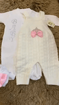 Dollbling Baby Boys' Knit Ribbed Romper Jumpsuit with Bodysuit and Hat 3pcs Set Newborn Cotton Knitted Sweater Romper Suit