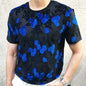 Sexy Round Neck T Shirt Soft Velvet Slim Men Clothing Nightclub Short-sleeved Top Quality Transparent Floral T Shirt See Through