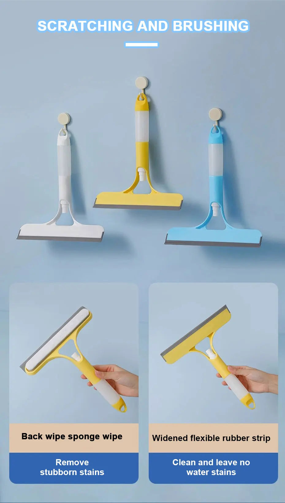 SEAMETAL 3 IN 1 Car Scraper Window Cleaning Wiper Muitifunctional Glass Brush Silicone Squeegee for Car Household Cleaning Tools