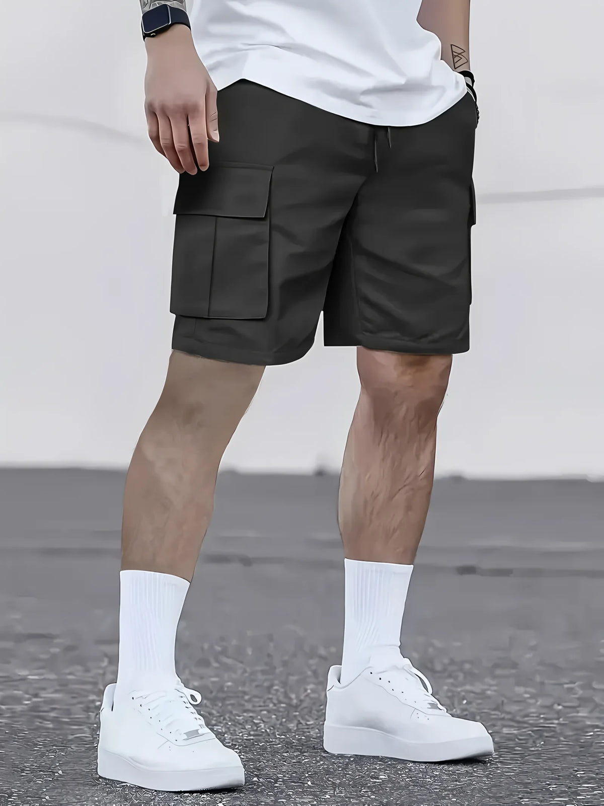 Men's work shorts; summer comfort; multi-pocket; outdoor leisure sport beach pants; elastic waistband