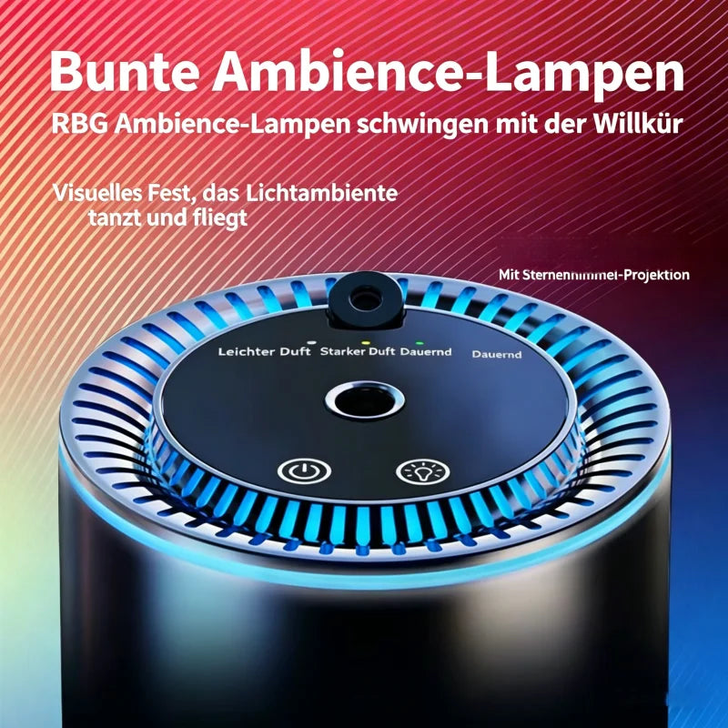 Car Intelligent Fragrance Machine, Automatic Spraying Function, Aluminum Alloy, Starry-Sky Ambient Light, Suitable for Car and Home