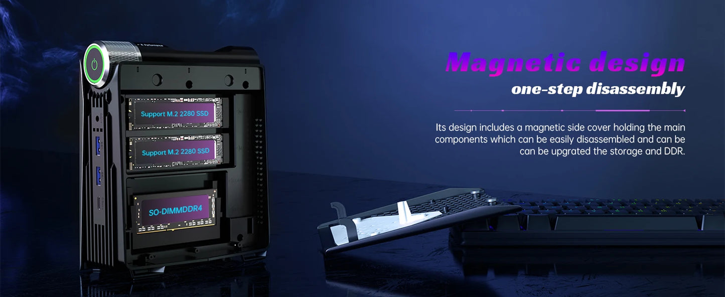 AMR5 Mini PC AMD Ryzen 7 5700U 16GB DDR4 512GB SSD Desktop Computer,WiFi6/BT5.2, 4K UHD, RGB Lights 3 Adjustable Mode Gaming PC