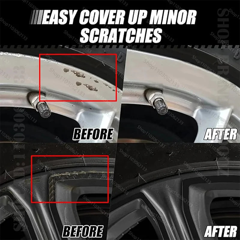 Car Wheel Rim Scratch Refurbishment Paste, Tire Rim Scratch Paint Repair Paste - Black And White Silver Aluminum Alloy Rim