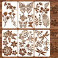 6 Pcs 3.15x5.5inch Butterfly Flower Leaf Plastic Stencils Set for DIY Journal Scrapbooking Wood Painting Template