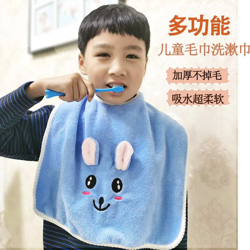 1pc Baby Bibs for Children Washing Face Towel Soft Salive Towel Boys Girls Learning Brushing Teeth Towel for 3 To 8 Years Kids