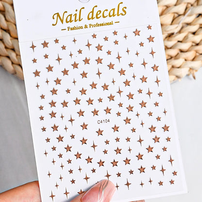 3D Metal Silver Flame Nails Stickers Gold Bronzing Stripe Lines Sliders Design Manicure French Nail Art Decoration Decal #Y2K
