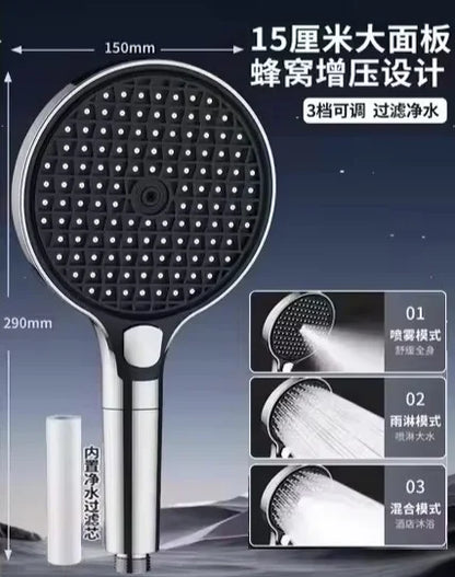 13CM Large Panel Shower 3 Modes Shower Head High Pressure Water Massage Shower Head Set with Cartridge Bathroom Accessories