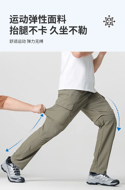 Men's Cargo Hiking Convertible Pants, Waterproof, Quick Dry, Lightweight, Removable Zipper, Perfect for Outdoor Adventures, Fishing and Camping, All-Season Versatile Hiking Gear.