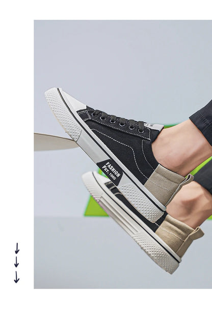 Canvas shoes four seasons men's casual shoes students flat shoes fashion soft-sole outdoor walking shoes youth Joker board shoes
