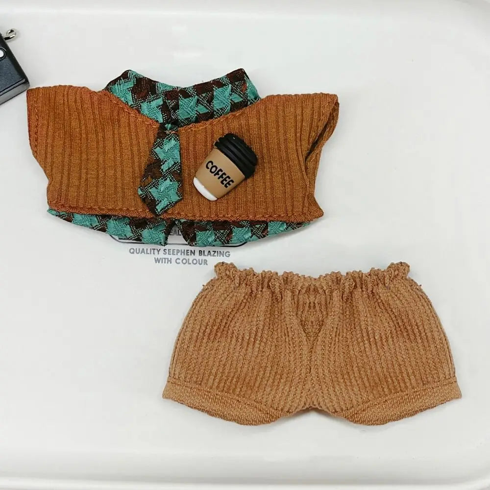 10cm Doll Clothes Blue Brown Changing Dress Game Doll Blouse Pants Suit Photo Prop Playing House Mini Shirt Necktie Pants Toy