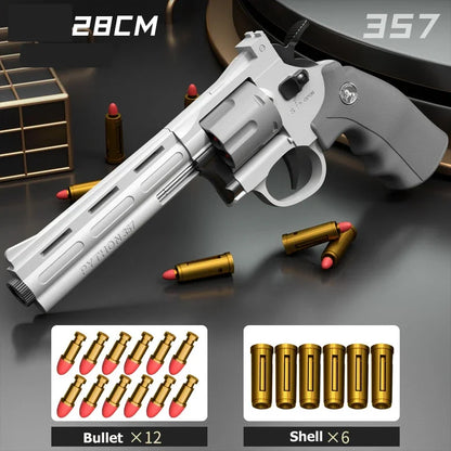 Continuous Fire ZP5 357 Revolver Launcher Toy Gun with Soft Dart Bullets for CS Outdoor Game Fun Gifts for Kids and Adults