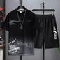 Trendy Suits for Men Men's Summer Shorts Set Gym Outfit Student Short Sleeve Tee 2 Piece Set Tracksuits Men Casual Men Clothing