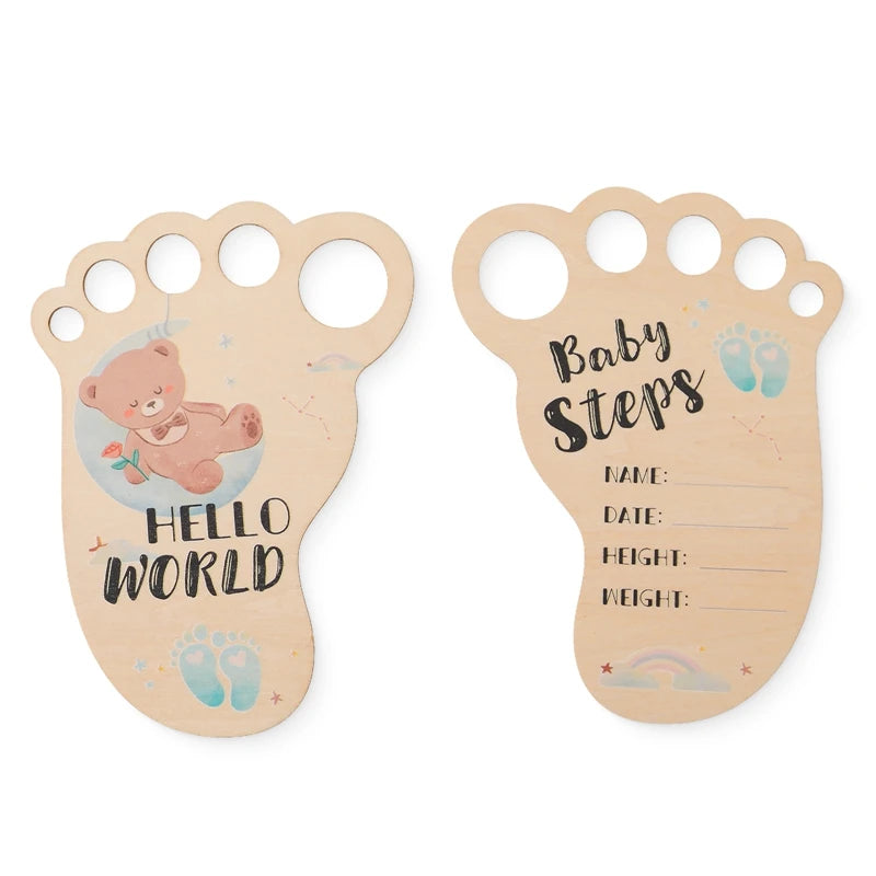 Wooden Baby Month Photography Prop Cloud Shape Record Card Newborn Birthday Gift Milestone Card Souvenir Baby Photo Accessories