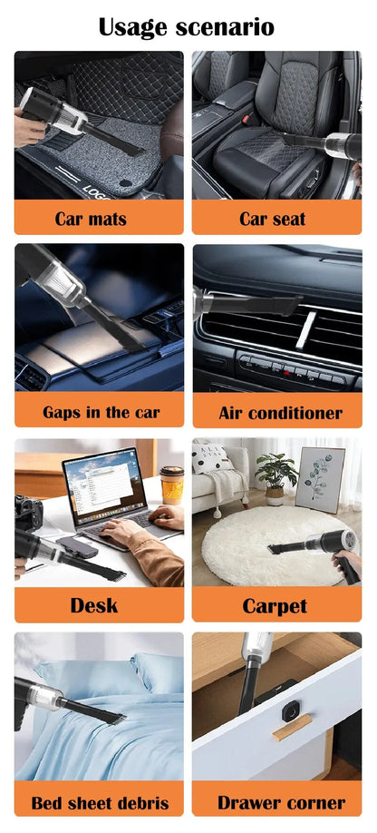 Mini Wireless Wet Dry Car Vacuum Cleaner USB Recharge Portable Handheld Cleaning Device For Car Interior Household Home Use
