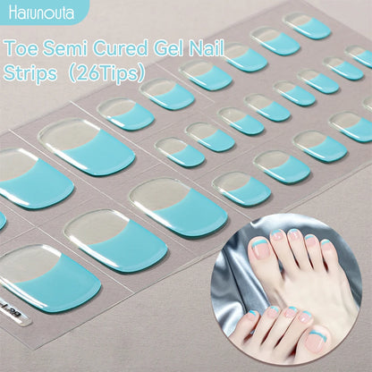 Gradient Auroras Semi Cured Gel Nail Strips Sparkly Shinning DIY Gel Polish Stickers for Nails Works with UV/LED Nail Lamps