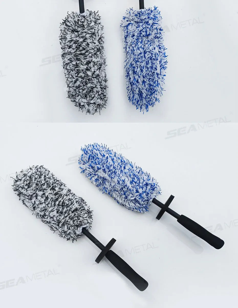 SEAMETAL Non Slip Microfiber Wheel Brush Mitt Premium Plush Car Wash Wheels Brushes for Car Rims Spokes Wheel Barrel Cleaning