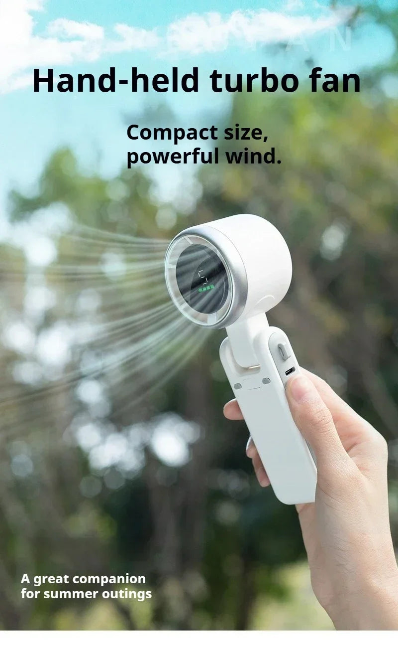 Mini Fan Portable Handheld Fan 5 Speed Wind Speed LED Display Outdoor Foldable/neck Hanging Brushless Silent Fan 2400mah
