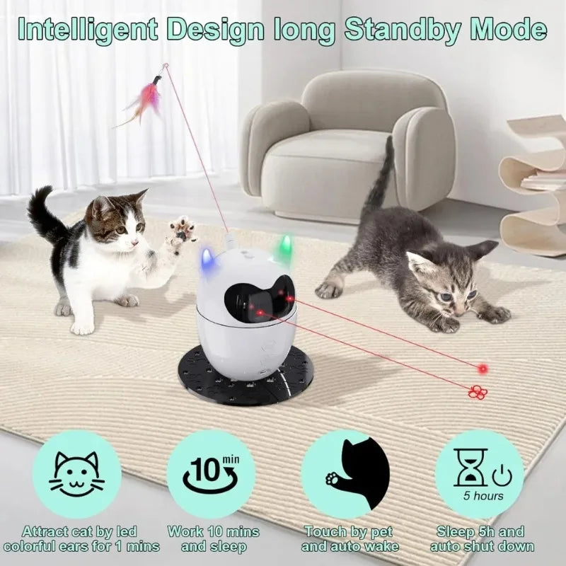 Smart Electric Cat Interactive Toy Two Speed Modes Auto Power Off Low Noise USB Charging Pet Stimulation Toy Stimulate Hunting Instinct for Indoor Cats Kittens Daily Entertainment