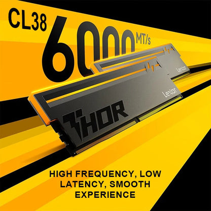 Lexar THOR RGB 2nd DDR5 RAM 6000MHz 16GBx2 CL38 1.35V Micron DRAM Chip Gaming Desktop Memory Overclocking Intel XMP 3.0 AMD EXPO