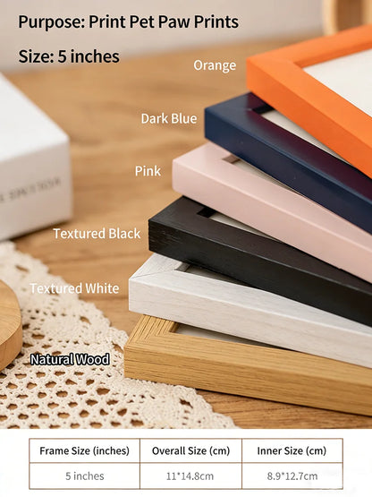 5 Inch Solid Wood Picture Frame Inkless Ink Pad Kit Baby Hand Foot Print Pet Paw Imprint Frame Keepsake Decor Indoor Display