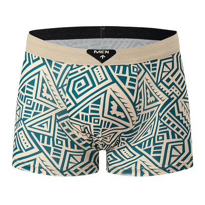 4-piece Set Of Men's Seasonal Fashionable Printed Underwear Comfortable Elastic Waist Flat Angle Pants Plus Size Casual Shorts
