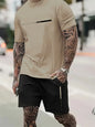 2025 New Men's Summer Round Neck Short Sleeve Suit Outdoor Sports Breathable Comfortable Shorts Suit Letter Print Casual Suit