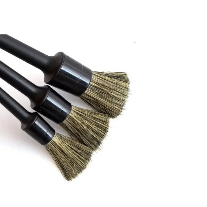 3/6Pcs Natural Boar Hair Car Detailing Brush Set Soft Bristle Car Cleaning Brush Kits Auto Tire Wheel Wash Exterior Accessories