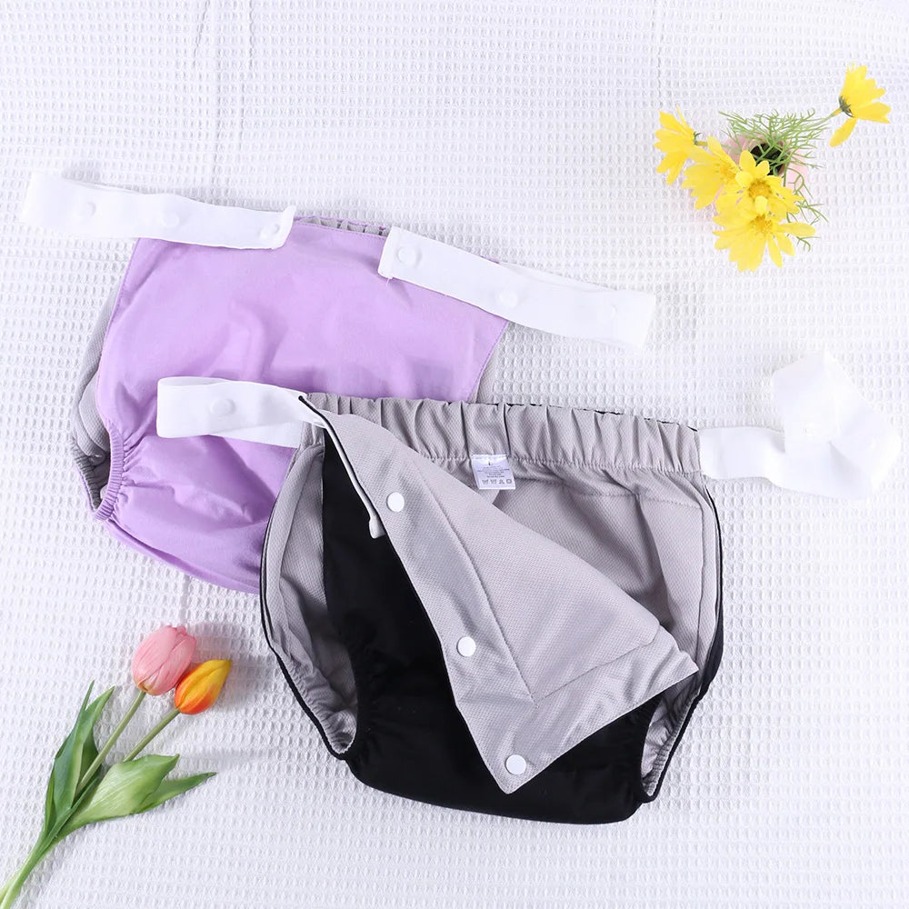 AIO Adjustable Easy To Wear Adult Diapers Washable Cotton Incontinence Cloth Diaper Elderly Diapers Leak proof Underwear