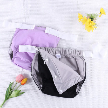 AIO Adjustable Easy To Wear Adult Diapers Washable Cotton Incontinence Cloth Diaper Elderly Diapers Leak proof Underwear