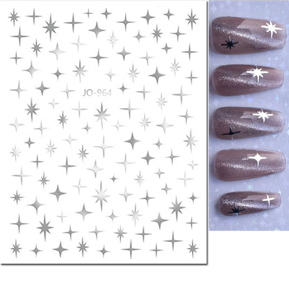 3d Nail Art Stickers Red Black White Love Hearts Stars Clouds French Full Tips Adhesive Nail Decals Slider For Manicure