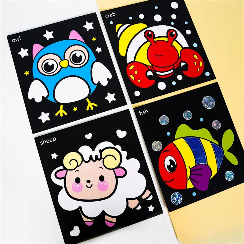 12Pcs DIY Cartoon Magic Transfer Painting Crafts for Kid Crafts Creative Drawing Educational Learning Art School Supplies